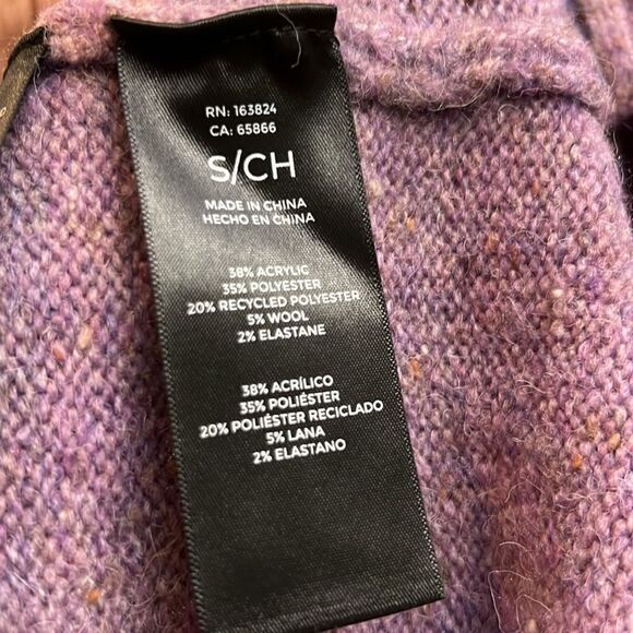 Well Worn Womens Mock Neck High Low Hem Purple Cozy Soft Nep Yarn Sweater Small - Picture 10 of 10